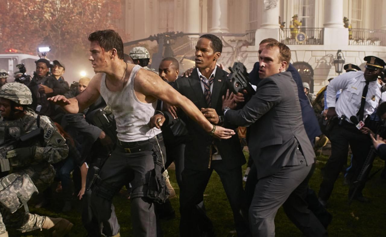 Channing Tatum stars as John Cale and Jamie Foxx stars as President James Sawyer in Columbia Pictures' White House Down (2013)