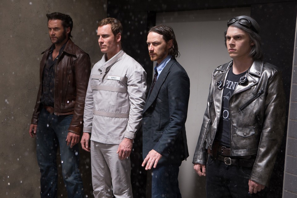 Hugh Jackman, Michael Fassbender, James McAvoy and Evan Peters in 20th Century Fox's X-Men: Days of Future Past (2014)
