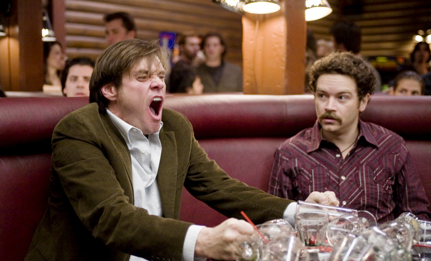 Jim Carrey (Carl Allen) and Danny Masterson in Warner Bros. Pictures' Yes Man (2008)