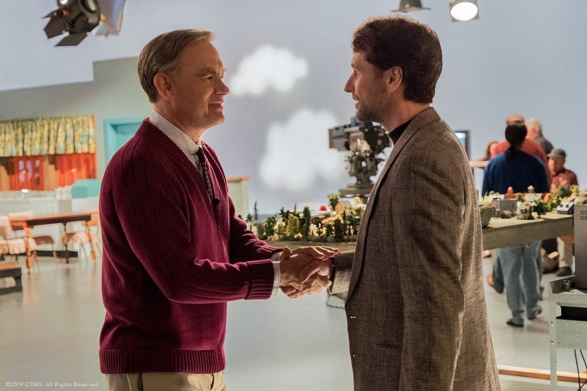 Tom Hanks stars as Fred Rogers and Matthew Rhys stars as Lloyd Vogel in Sony Pictures Entertainment's A Beautiful Day in the Neighborhood (2019)