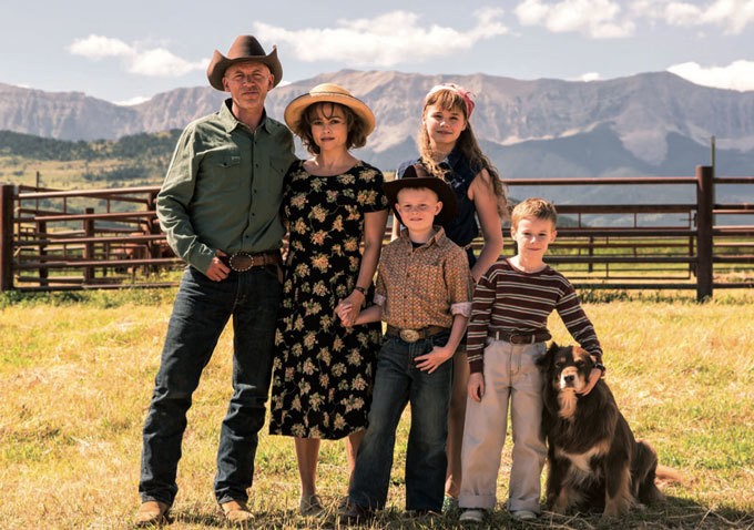 Callum Keith Rennie, Helena Bonham Carter, Niamh Wilson, Jakob Davies and Kyle Catlett in The Weinstein Company's The Young and Prodigious T.S. Spivet (2015)