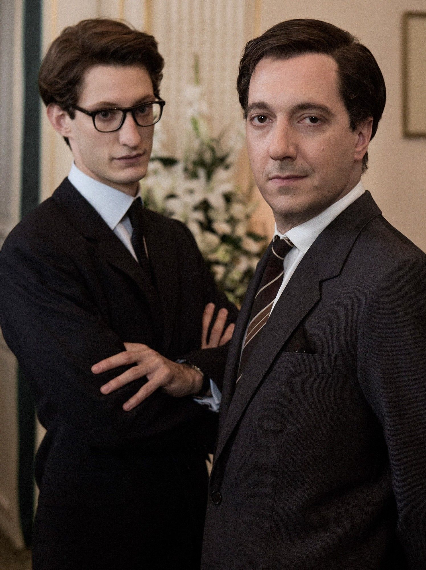 Pierre Niney stars as Yves Saint Laurent and Guillaume Gallienne stars as Pierre Berge in The Weinstein Company's Yves Saint Laurent (2014)