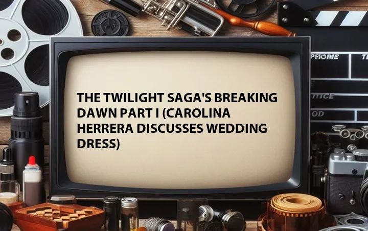 The Twilight Saga's Breaking Dawn Part I (Carolina Herrera Discusses Wedding Dress)