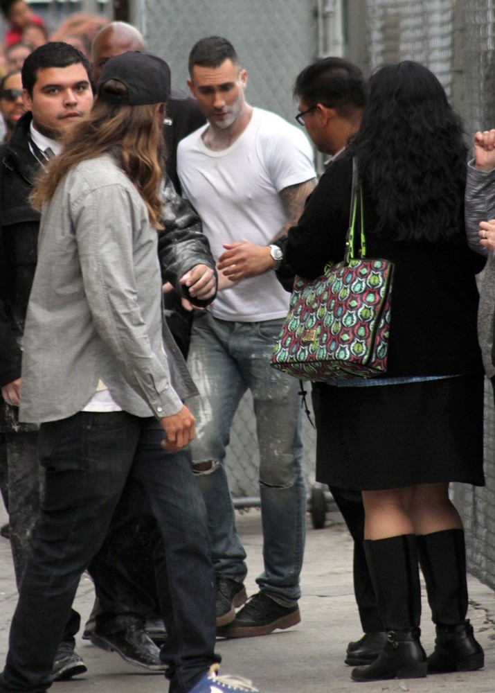Adam Levine Is Flour-Bombed Outside Jimmy Kimmel Live!