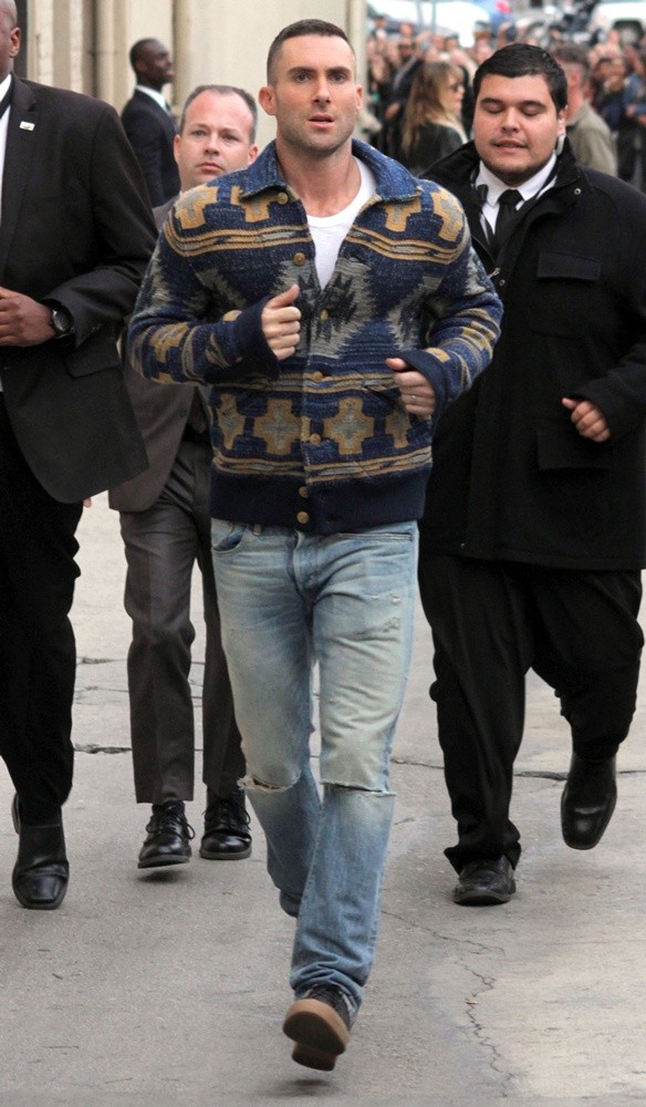 Adam Levine Is Flour-Bombed Outside Jimmy Kimmel Live!