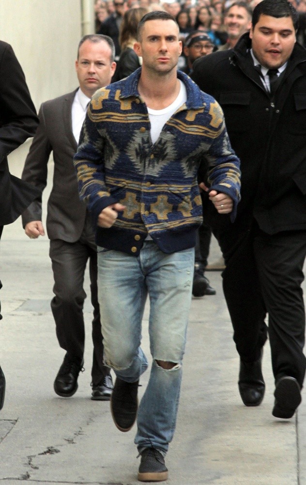 Adam Levine Is Flour-Bombed Outside Jimmy Kimmel Live!