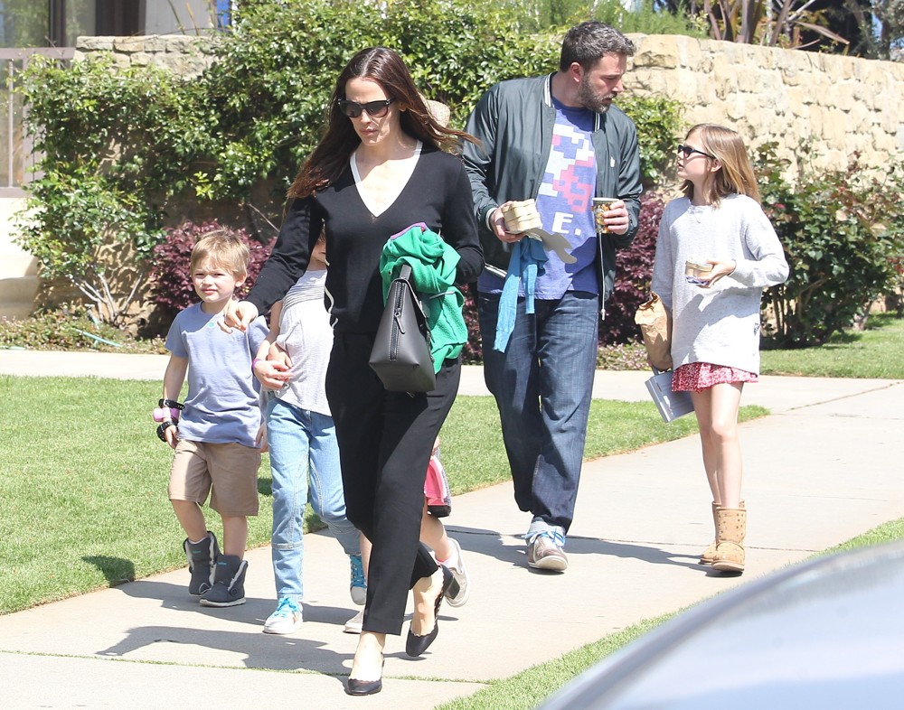 Jennifer Garner and Ben Affleck and Their Children Leaving Church Together