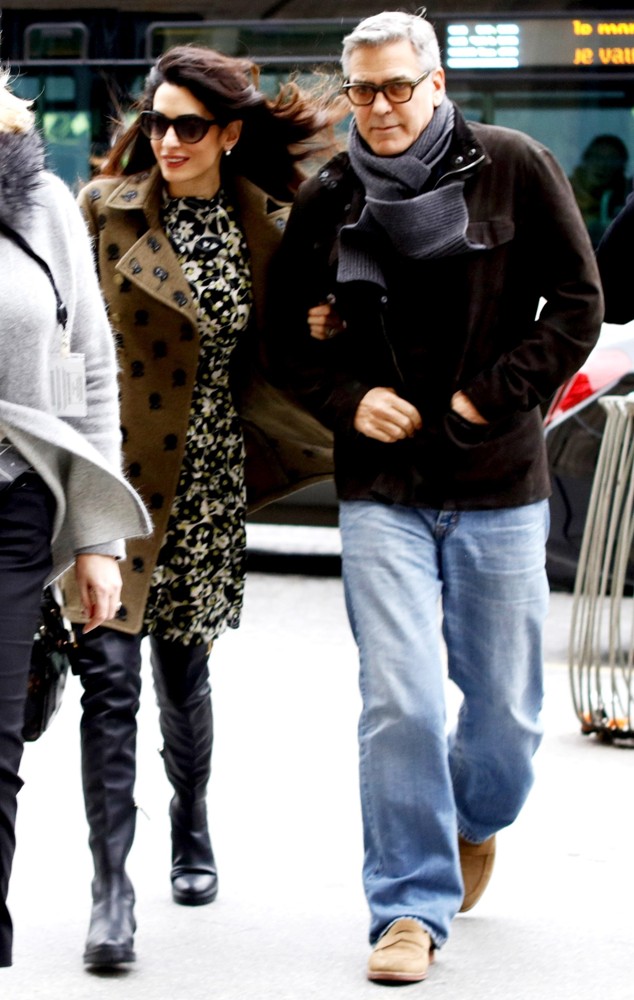 George Clooney and Amal Alamuddin Leaving Their Hotel