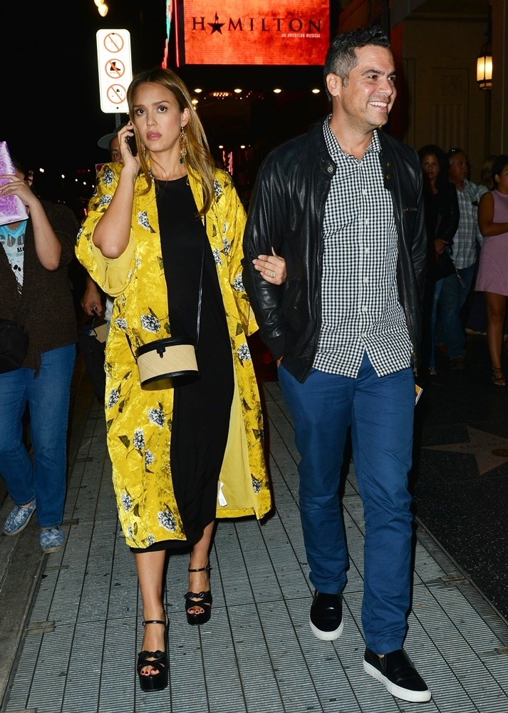Jessica Alba and Cash Warren Leaving Hamilton Musical Opening Night