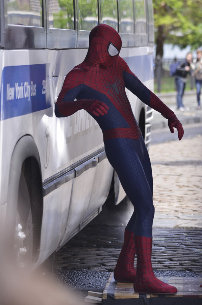 Andrew Garfield;<br>Andrew Garfield Gets into Character as He Films Scenes for The Amazing Spiderman 2