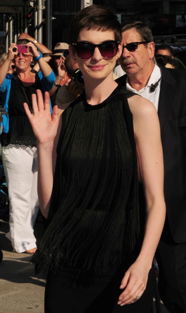 Anne Hathaway;<br>The Late Show with David Letterman - Arrivals