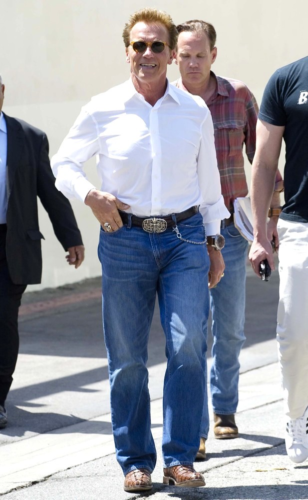 Arnold Schwarzenegger;<br>Arnold Schwarzenegger Leaving Cafe Roma After Having Lunch