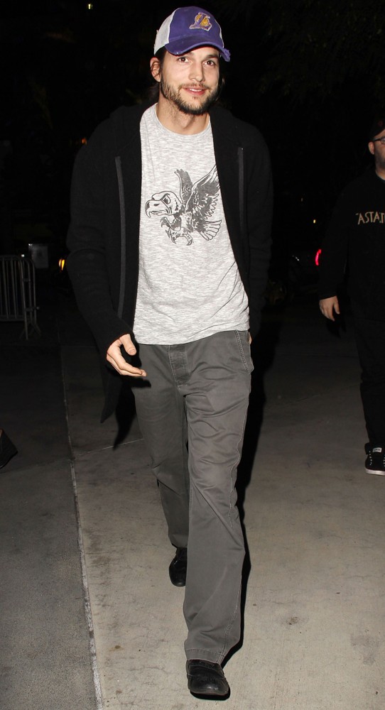 Ashton Kutcher Arrives at The Basketball Match Between Los Angeles Lakers Vs. Rockets