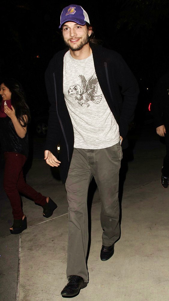 Ashton Kutcher Arrives at The Basketball Match Between Los Angeles Lakers Vs. Rockets