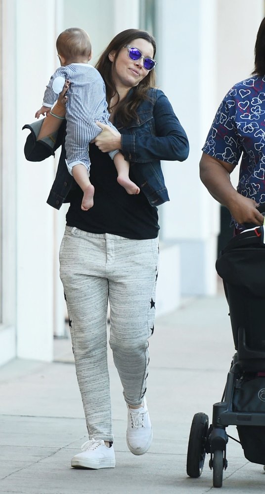 Jessica Biel with Silas Randall Timberlake on Ventura Boulevard