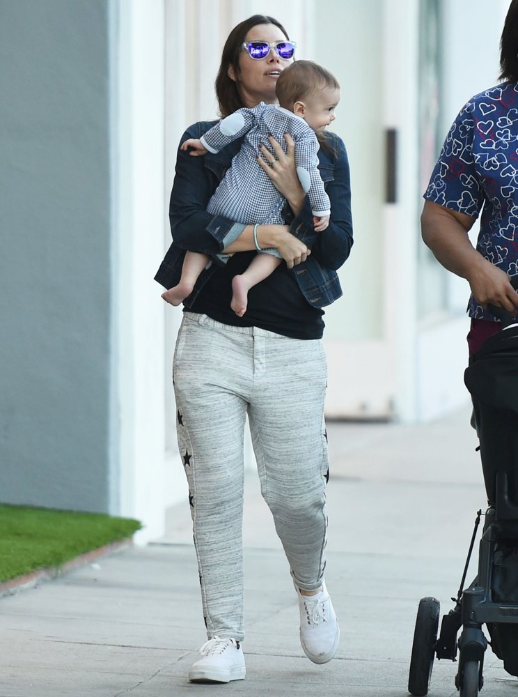 Jessica Biel with Silas Randall Timberlake on Ventura Boulevard