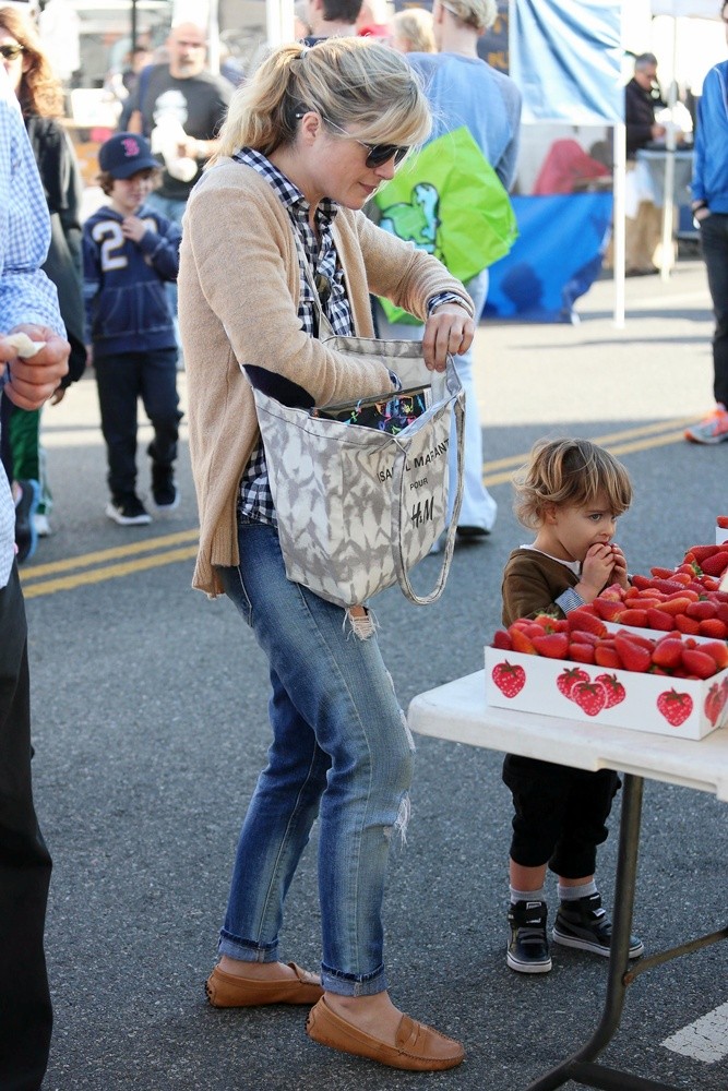 Selma Blair and Her Son Visit The Studio City Farmers Market