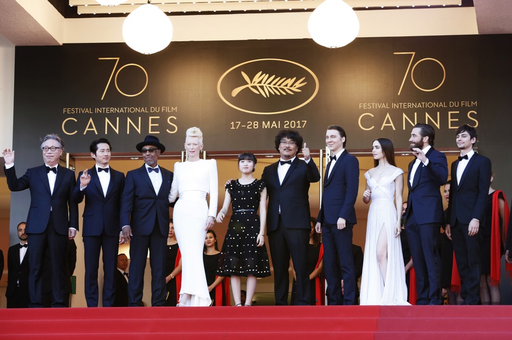 Byun Hee Bong;Steven Yeun;Giancarlo Esposito;Tilda Swinton;Ahn Seo Hyun;Bong Joon Ho;Paul Dano;Lily Collins;Jake Gyllenhaal;Devon Bostick;<br>70th Annual Cannes Film Festival - Okja - Premiere