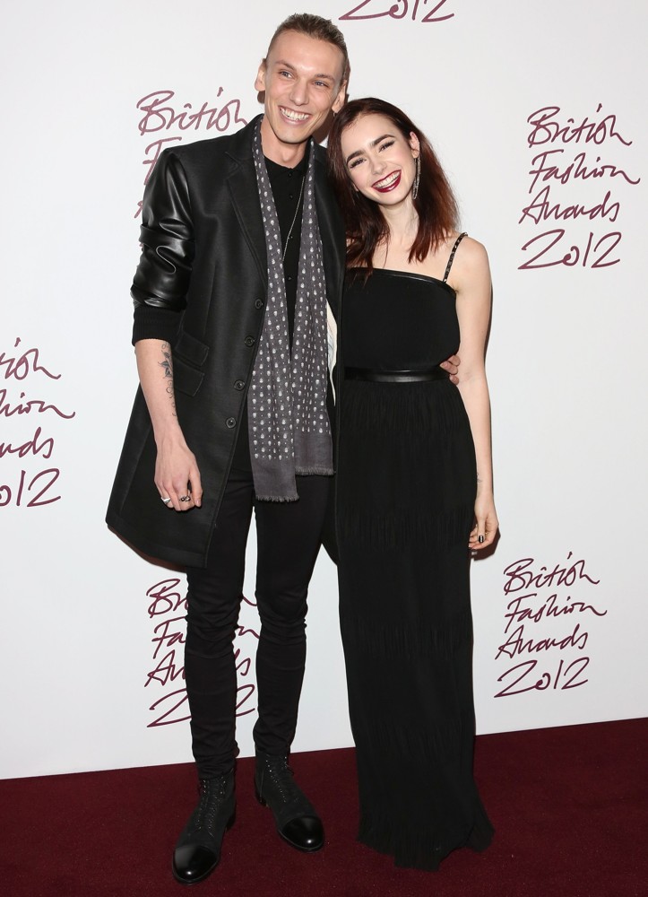 Jamie Campbell Bower;Lily Collins;<br>The British Fashion Awards 2012 - Arrivals