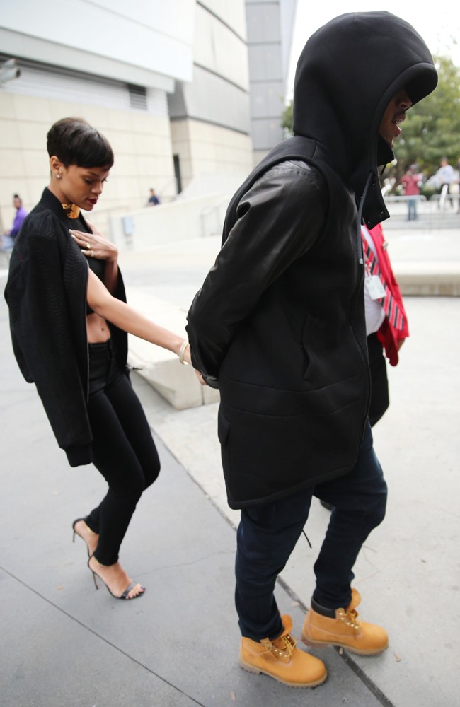 Rihanna and Chris Brown Leaving The Staples Center in Downtown LA Holding Hands