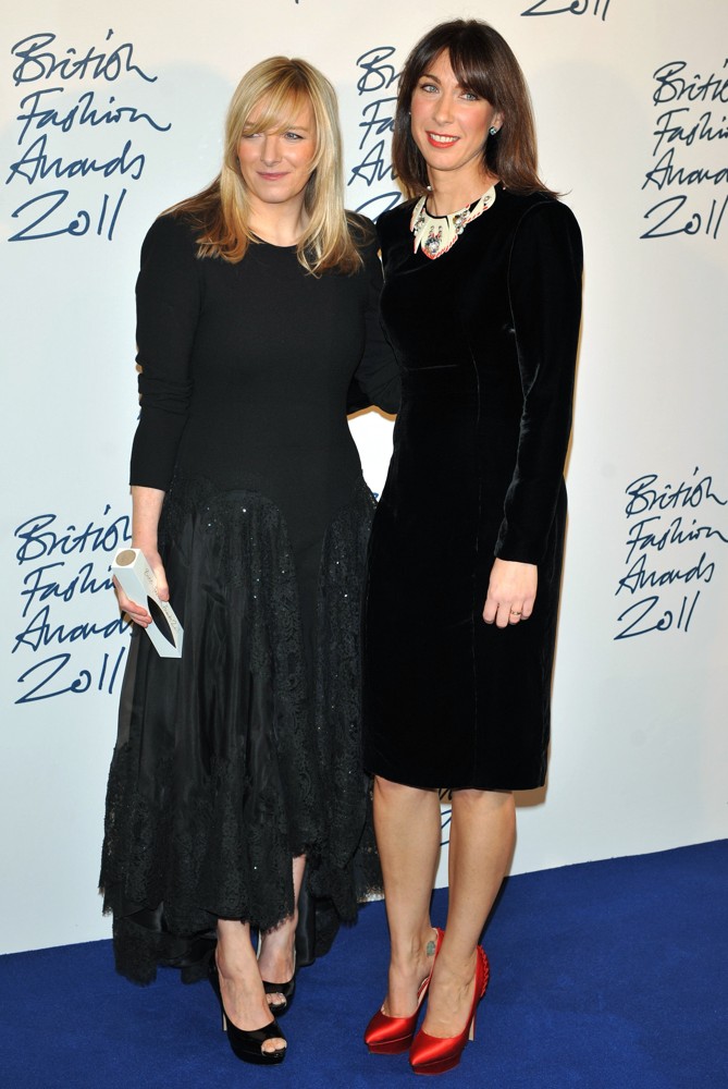 Sarah Burton;Samantha Cameron;<br>British Fashion Awards 2011 - Press Room