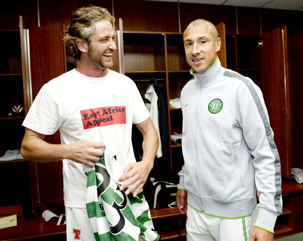 Gerard Butler;Henrik Larsson;<br>The John Kennedy Testimonial Match Between Celtic and Manchester United