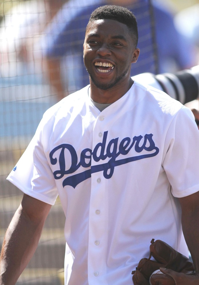 Chadwick Boseman Throws Out The First Pitch at The Dodgers Game