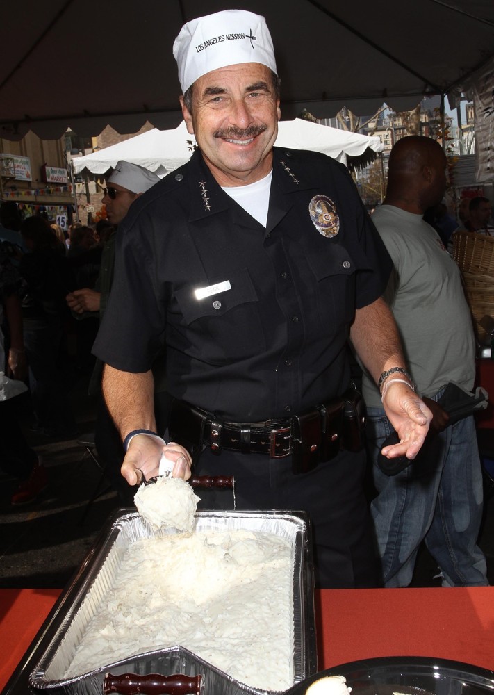Charlie Beck;<br>75th Anniversary of The Los Angeles Mission Serving Thanksgiving Dinner to The Homeless
