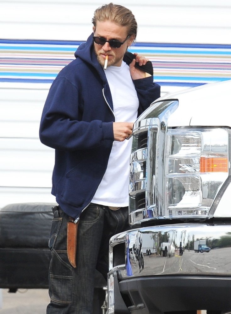 Charlie Hunnam;<br>On The Set of Sons of Anarchy