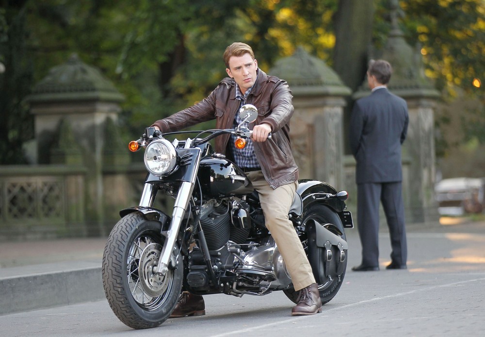 Chris Evans;<br>Actors on The Set of The Avengers Shooting on Location in Manhattan