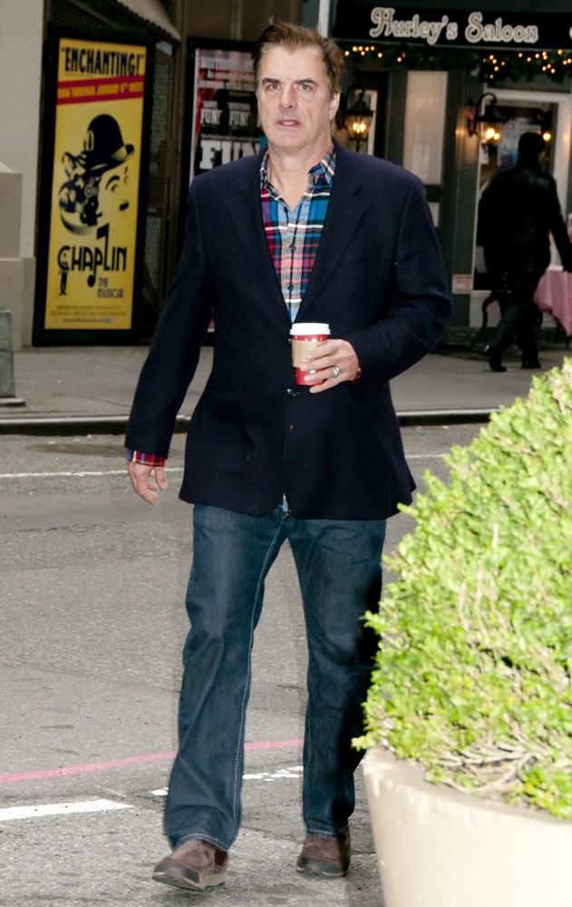 Chris Noth Is Seen Walking with A Coffee