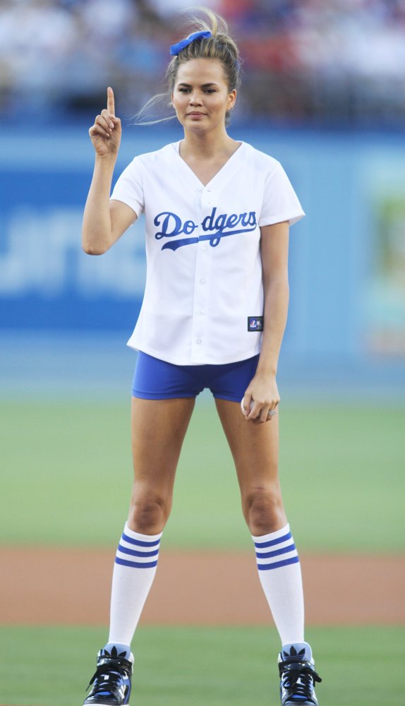 Chrissy Teigen;<br>Celebrities Watch The Los Angeles Dodgers v Los Angeles Angels Baseball Game