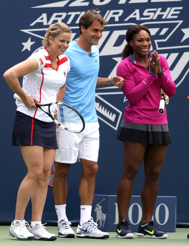 Kim Clijsters;Roger Federer;Serena Williams;<br>Arthur Ashe Kids Day 2012