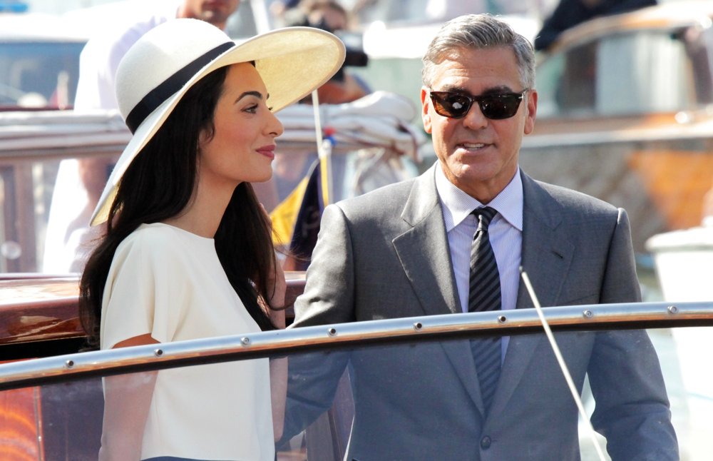 Amal Alamuddin;George Clooney;<br>George Clooney and Amal Alamuddin After Their Marriage Civil Ceremony
