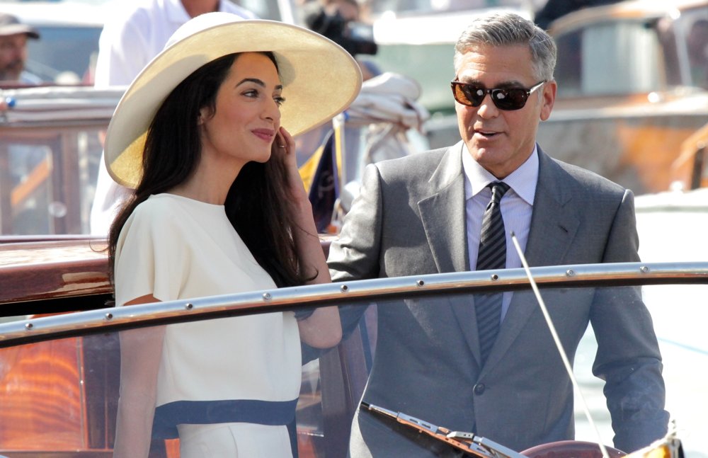 Amal Alamuddin;George Clooney;<br>George Clooney and Amal Alamuddin After Their Marriage Civil Ceremony