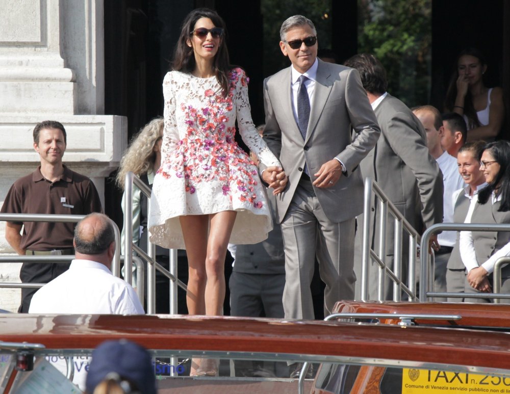Amal Alamuddin;George Clooney;<br>George Clooney and Amal Alamuddin Leave The Aman Canal Grande Hotel
