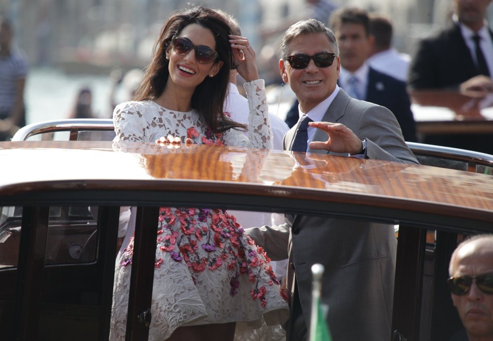 Amal Alamuddin;George Clooney;<br>George Clooney and Amal Alamuddin Leave The Aman Canal Grande Hotel