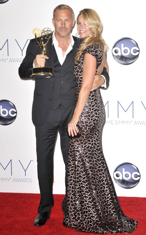Kevin Costner;Christine Baumgartner;<br>64th Annual Primetime Emmy Awards - Press Room