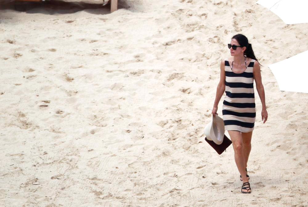 Courteney Cox;<br>Courteney Cox Enjoying A Day on Flamands Beach