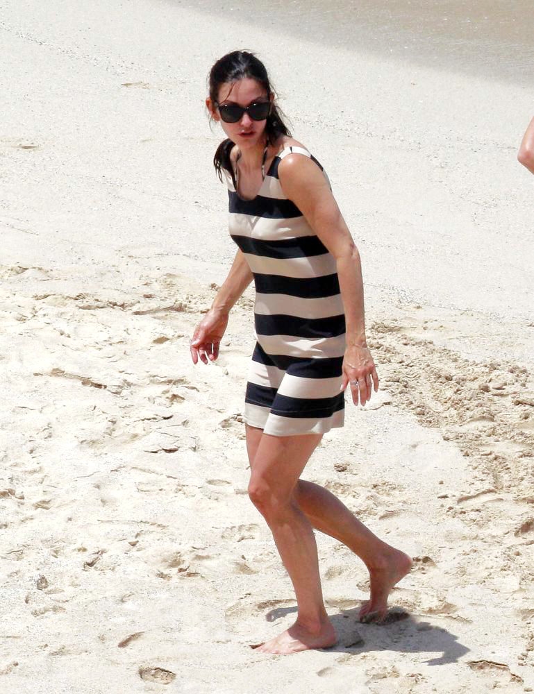 Courteney Cox;<br>Courteney Cox Enjoying A Day on Flamands Beach