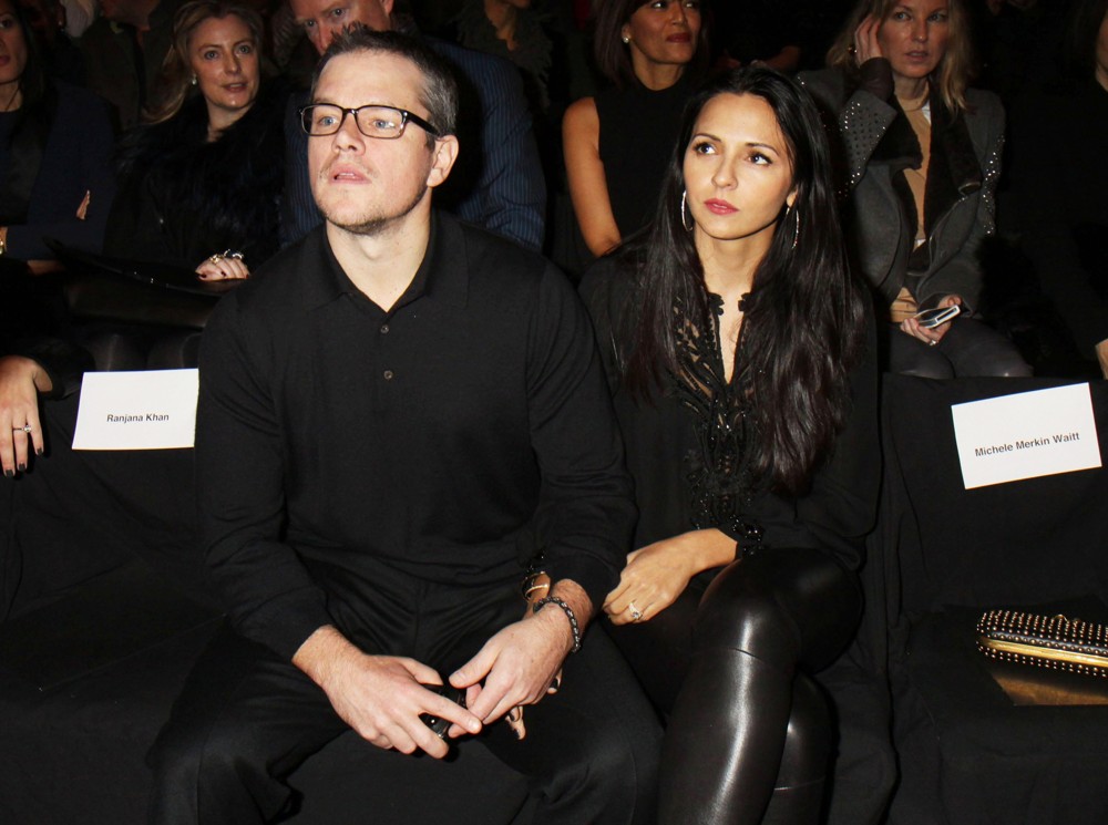 Matt Damon;Luciana Barroso;<br>Mercedes-Benz New York Fashion Week Autumn-Winter 2013 - Naeem Kahn - Front Row
