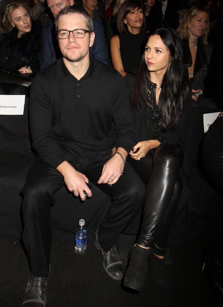 Matt Damon;Luciana Barroso;<br>Mercedes-Benz New York Fashion Week Autumn-Winter 2013 - Naeem Kahn - Front Row