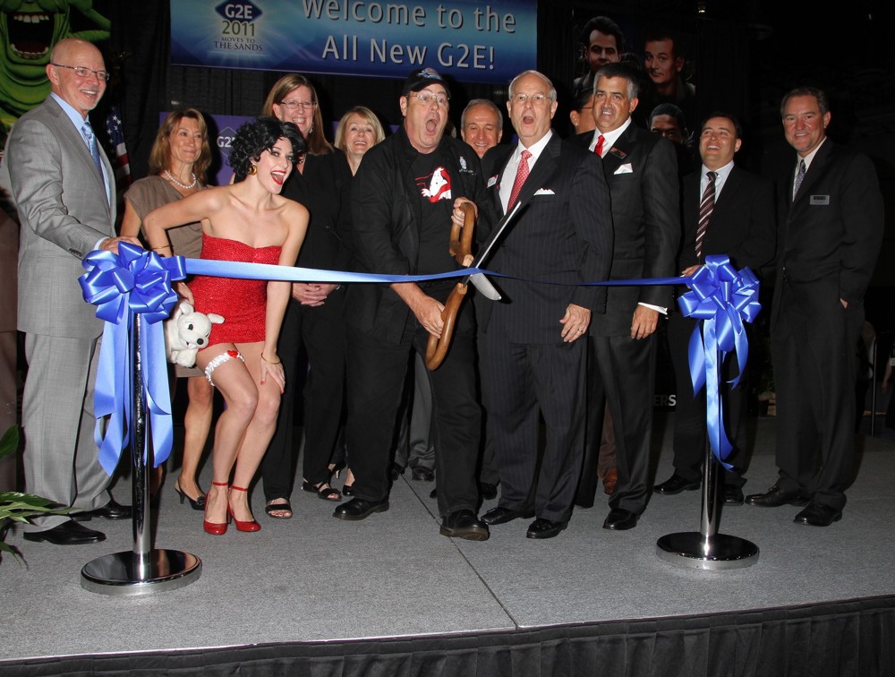 Dan Aykroyd;<br>Dan Aykroyd Unveils Ghostbusters Slot Machine and Cuts Ribbon at The Global Gaming Expo 2011