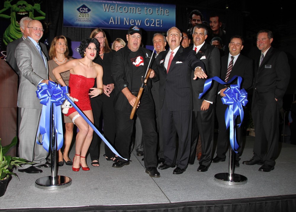 Dan Aykroyd;<br>Dan Aykroyd Unveils Ghostbusters Slot Machine and Cuts Ribbon at The Global Gaming Expo 2011