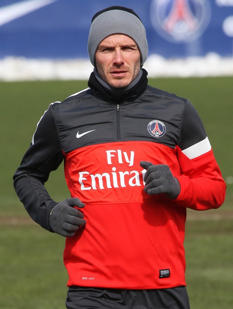 David Beckham Training with Paris Saint-Germain at The Camp des Loges Training Facility