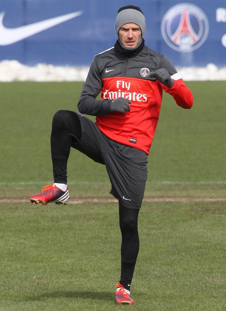 David Beckham Training with Paris Saint-Germain at The Camp des Loges Training Facility