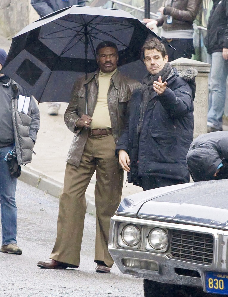 Keith David;Tom Tykwer;<br>On The Film set of Cloud Atlas Shooting on Location in Glasgow