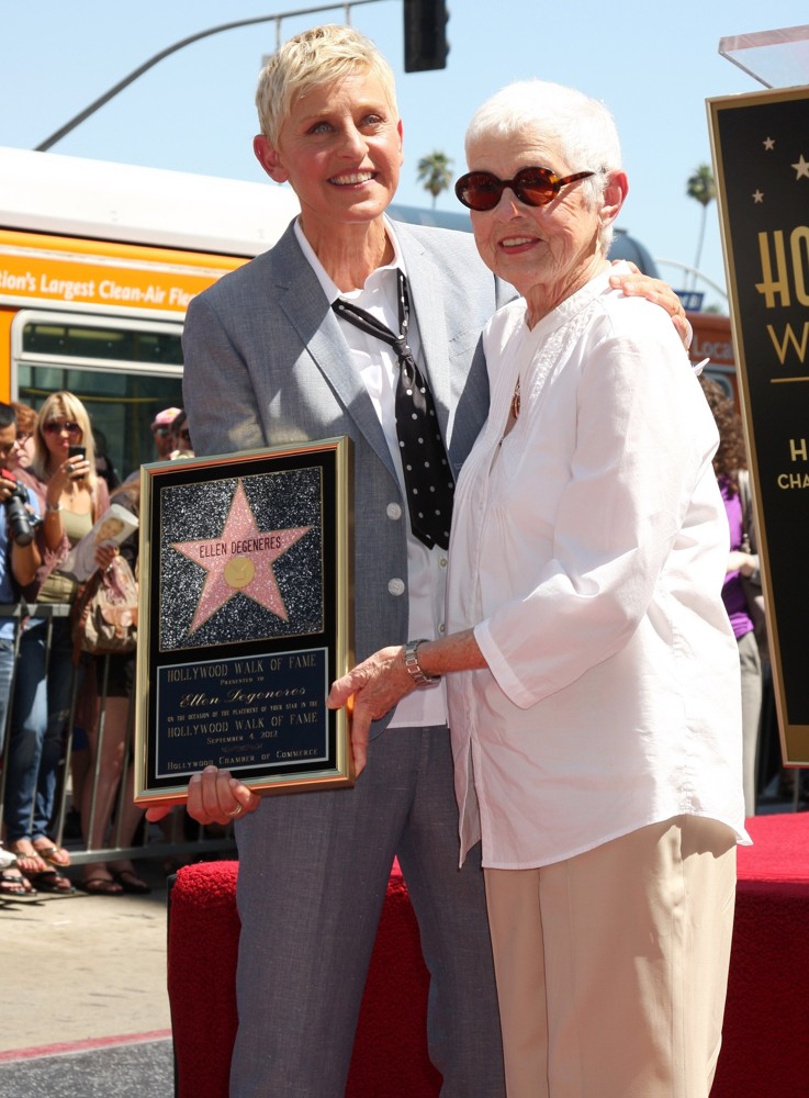Ellen DeGeneres;Betty DeGeneres;<br>Ellen DeGeneres Is Honored with A Star on The Hollywood Walk of Fame