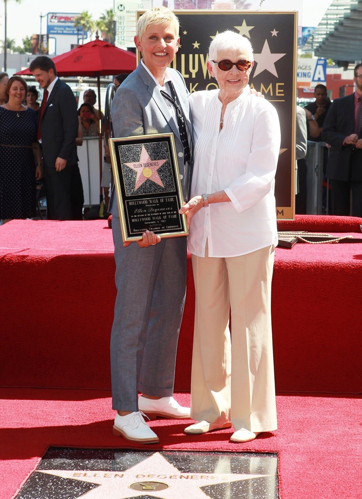 Ellen DeGeneres;Betty DeGeneres;<br>Ellen DeGeneres Is Honored with A Star on The Hollywood Walk of Fame
