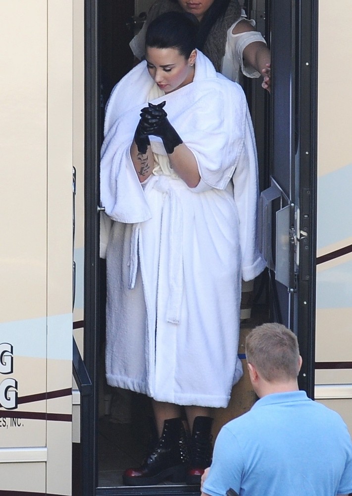 Demi Lovato;<br>Demi Lovato Spotted on The Set of Her Music Video Heart Attack Sporting Black Painted Hands